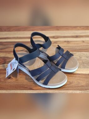 BOBS From Skechers Black Strappy Beach Kiss- Be Breezy Sandal